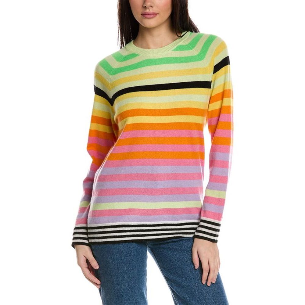 Brodie Cashmere Pop Stripe Cashmere Boyfriend Sweater